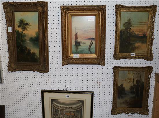 4 gilt framed landscapes